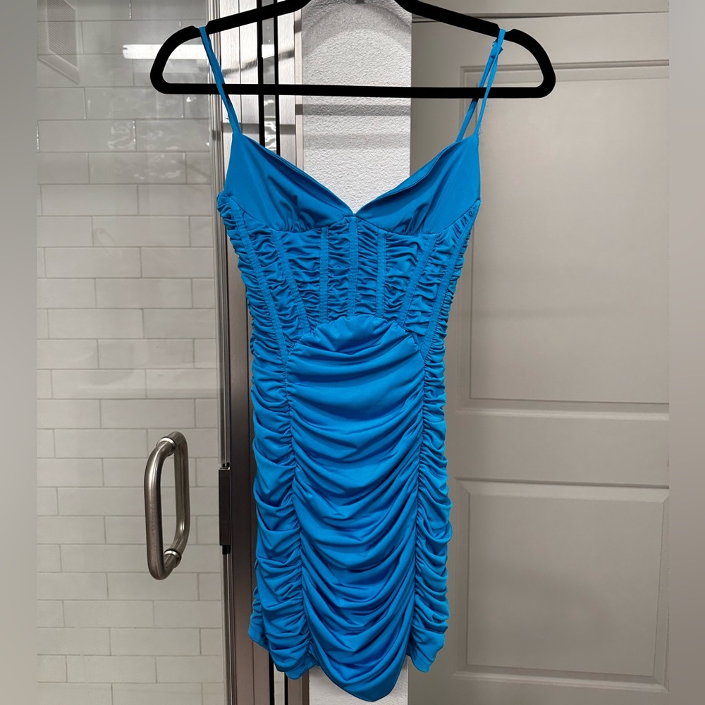 Zara ‘Blue Draped Corset Style Mini Dress’ in x-small